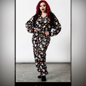 Killstar Black Halloween Skull & Pumpkin Jumpsuit